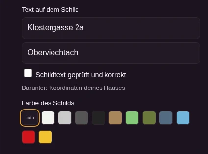 Schildtext im Generator